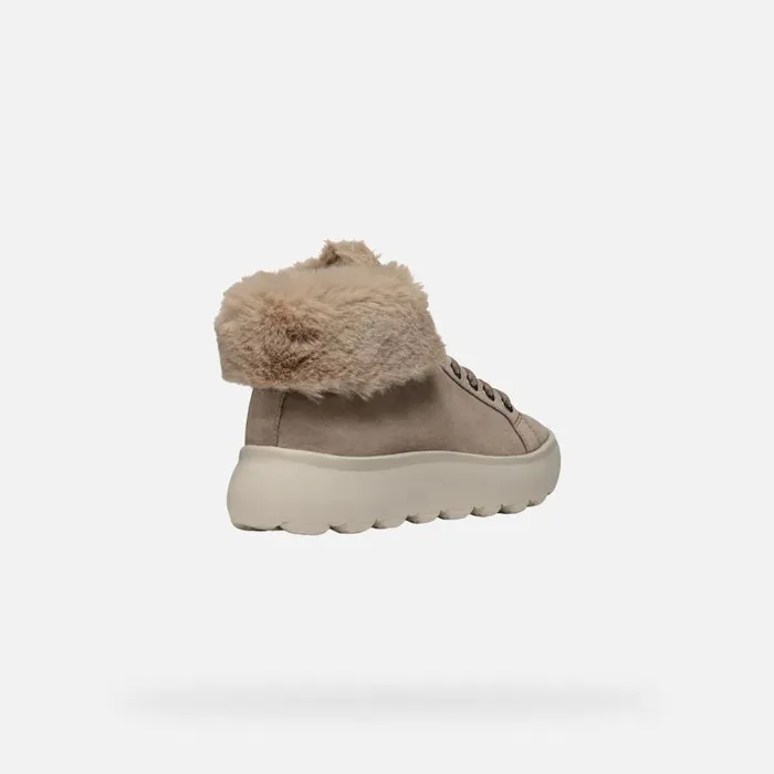 Woman Geox Sneakers SPHERICA EC41 WOMAN Taupe High Top Sneakers Taupe