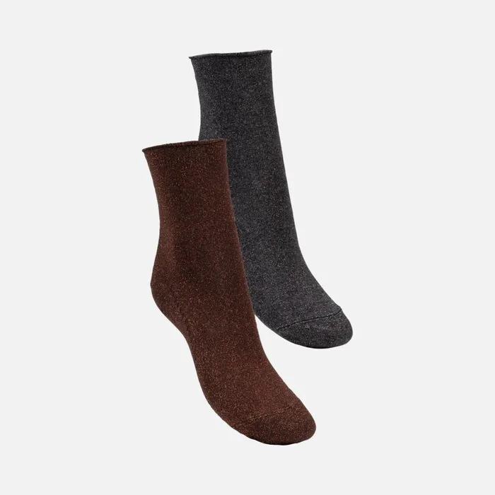 Woman Geox Socks TWOPACK SOCKS WOMAN AnthraciteBrown Short Socks Anthracitebrown