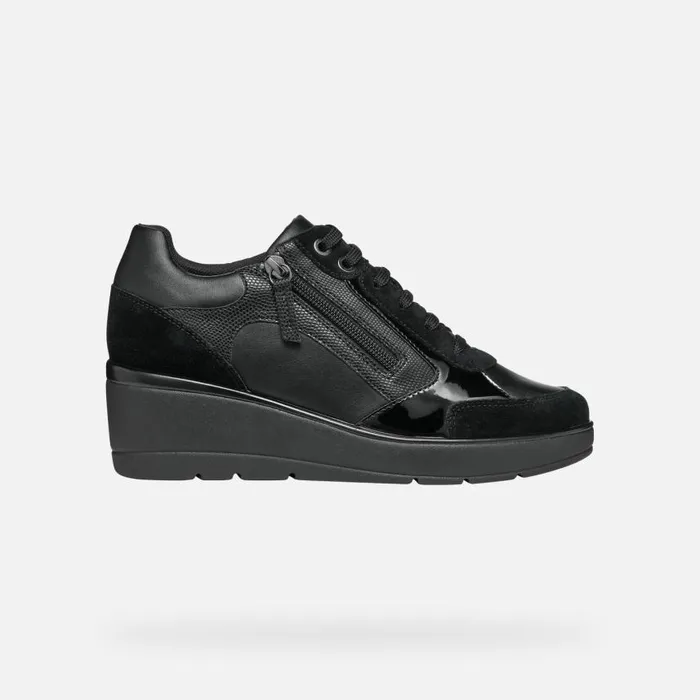 Woman Geox Wedges ILDE C Wedge Sneakers Black Woman Geox Black