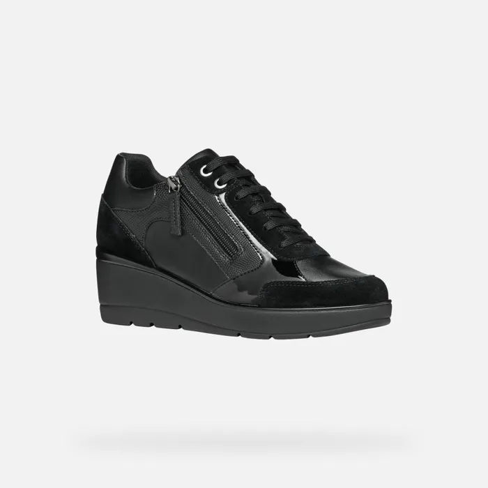 Woman Geox Wedges ILDE C Wedge Sneakers Black Woman Geox Black