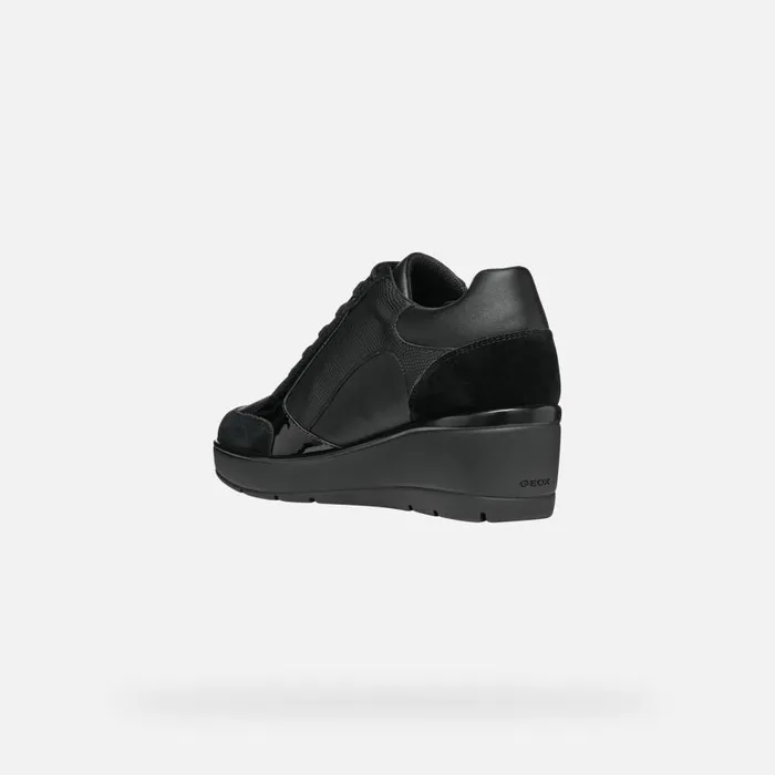 Woman Geox Wedges ILDE C Wedge Sneakers Black Woman Geox Black