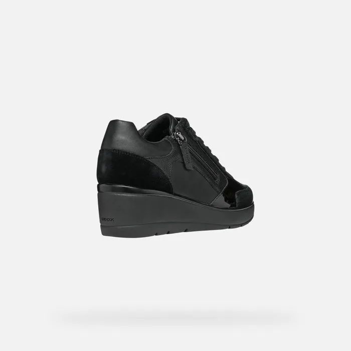 Woman Geox Wedges ILDE C Wedge Sneakers Black Woman Geox Black