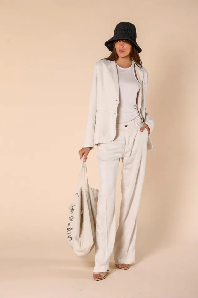 Woman New York Straight Chino Pants In Linen Blend Straight Mason039s Pants