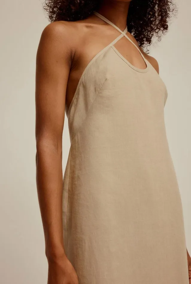 Woman Venroy Dresses Linen Halter Midi Dress