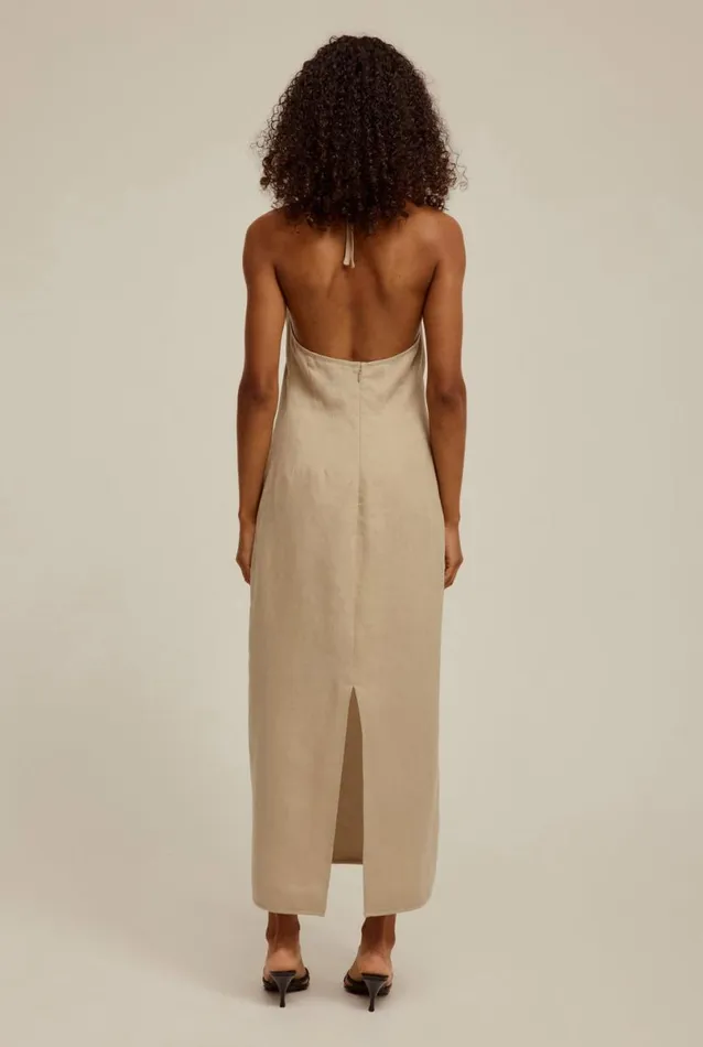 Woman Venroy Dresses Linen Halter Midi Dress