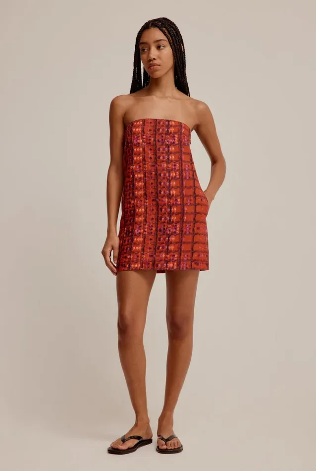 Woman Venroy Dresses Linen Strapless Mini Dress