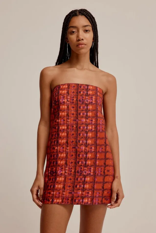 Woman Venroy Dresses Linen Strapless Mini Dress