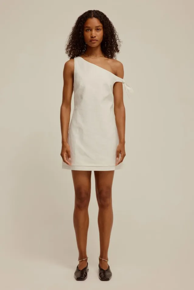 Woman Venroy Dresses Side Tie Linen Mini Dress