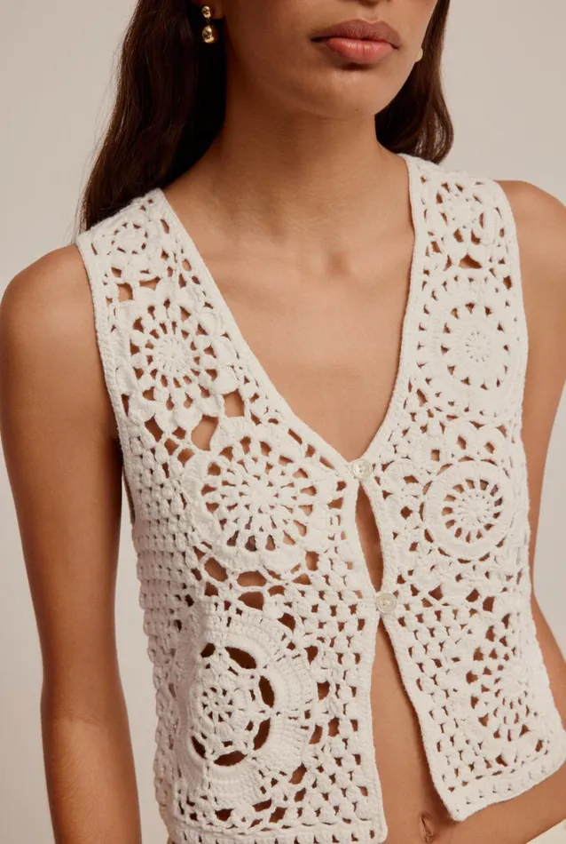 Woman Venroy Knitwear Crochet Cotton Tank
