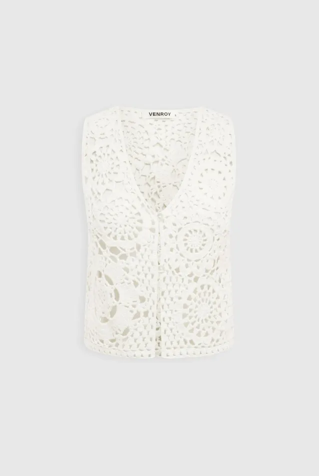 Woman Venroy Knitwear Crochet Cotton Tank