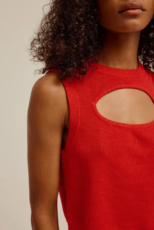 Woman Venroy Knitwear Cut Out Rib Knitted Tank