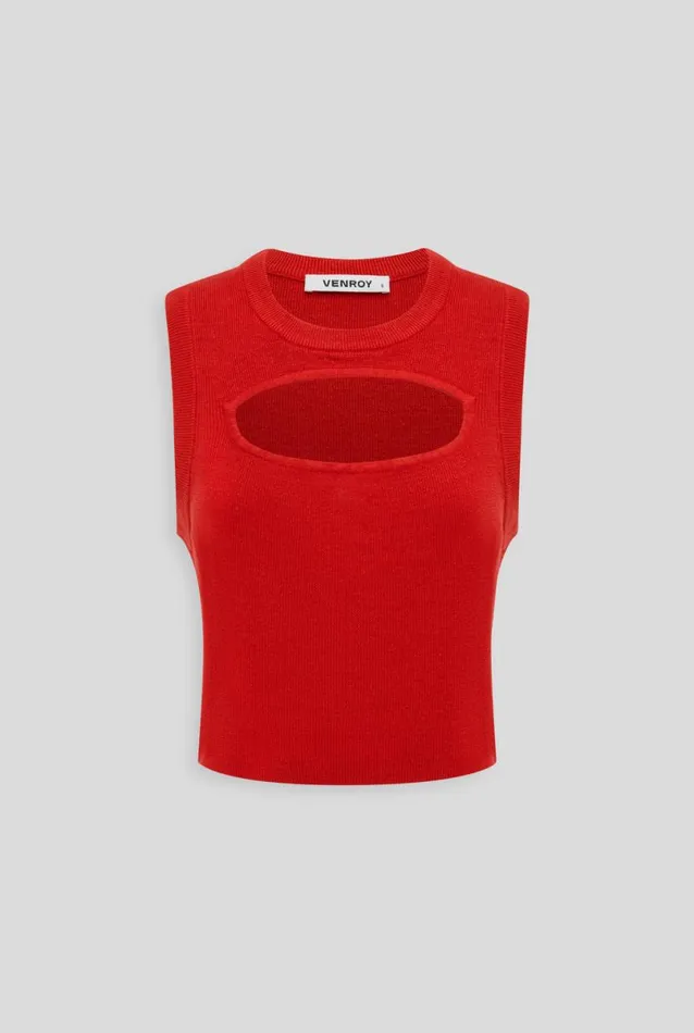 Woman Venroy Knitwear Cut Out Rib Knitted Tank