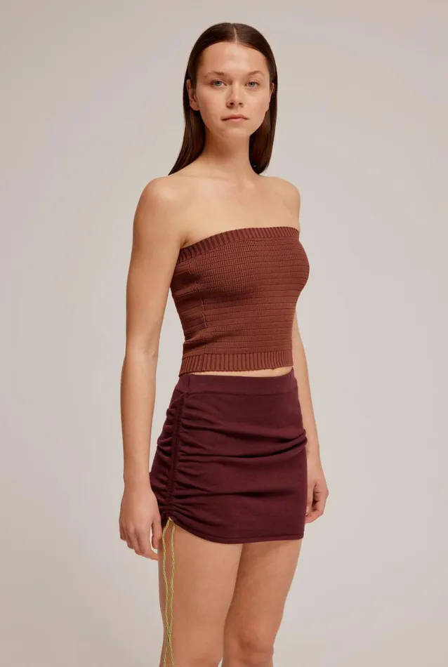 Woman Venroy Knitwear Drawstring Knit Mini Skirt