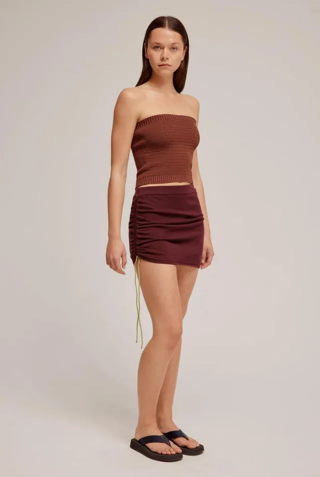 Woman Venroy Knitwear Drawstring Knit Mini Skirt