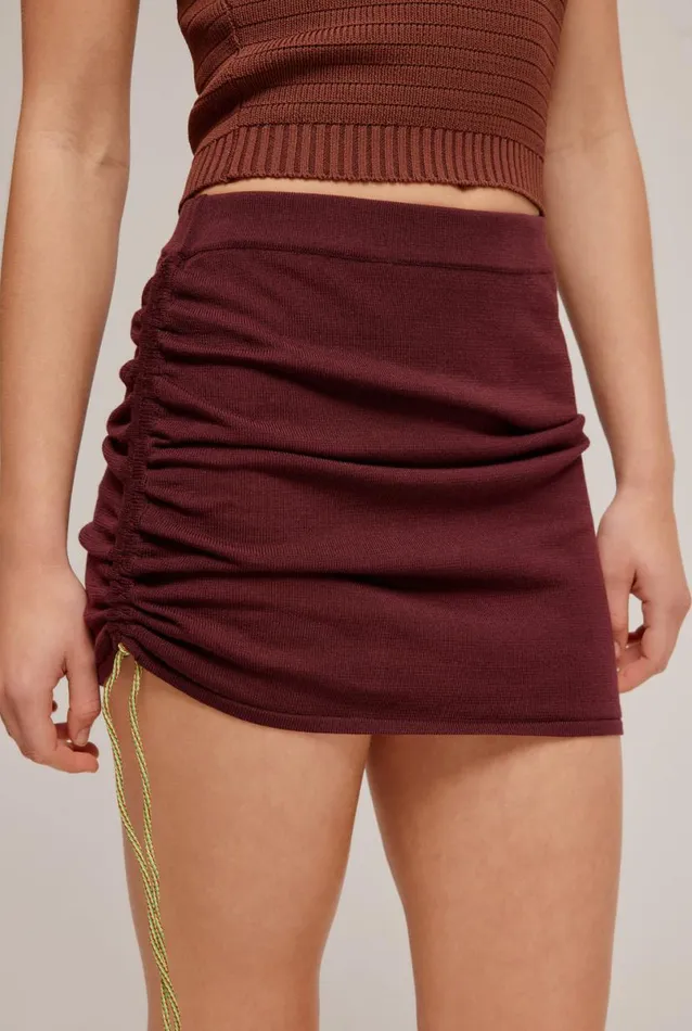 Woman Venroy Knitwear Drawstring Knit Mini Skirt