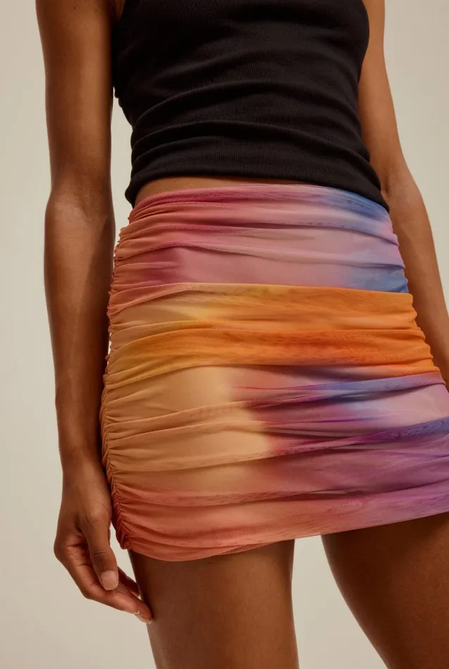 Woman Venroy Skirts Ruched Mesh Mini Skirt