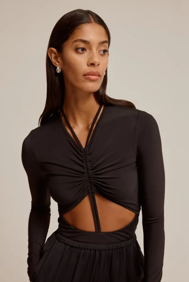 Woman Venroy Tops Ruched Jersey Bodysuit