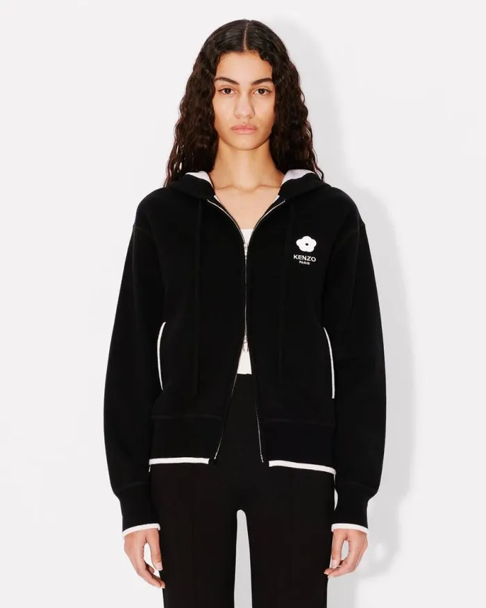 Women 039Boke 20039 Embroidered Zipped Hoodie In Wool And Cotton Black Kenzo Sweatshirts And Hoodies