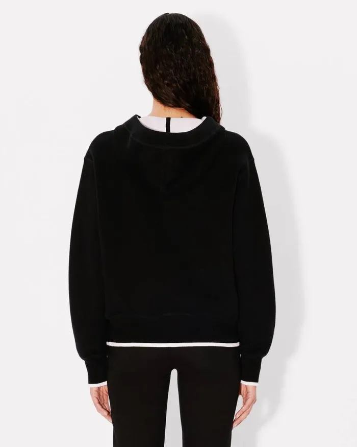 Women 039Boke 20039 Embroidered Zipped Hoodie In Wool And Cotton Black Kenzo Sweatshirts And Hoodies