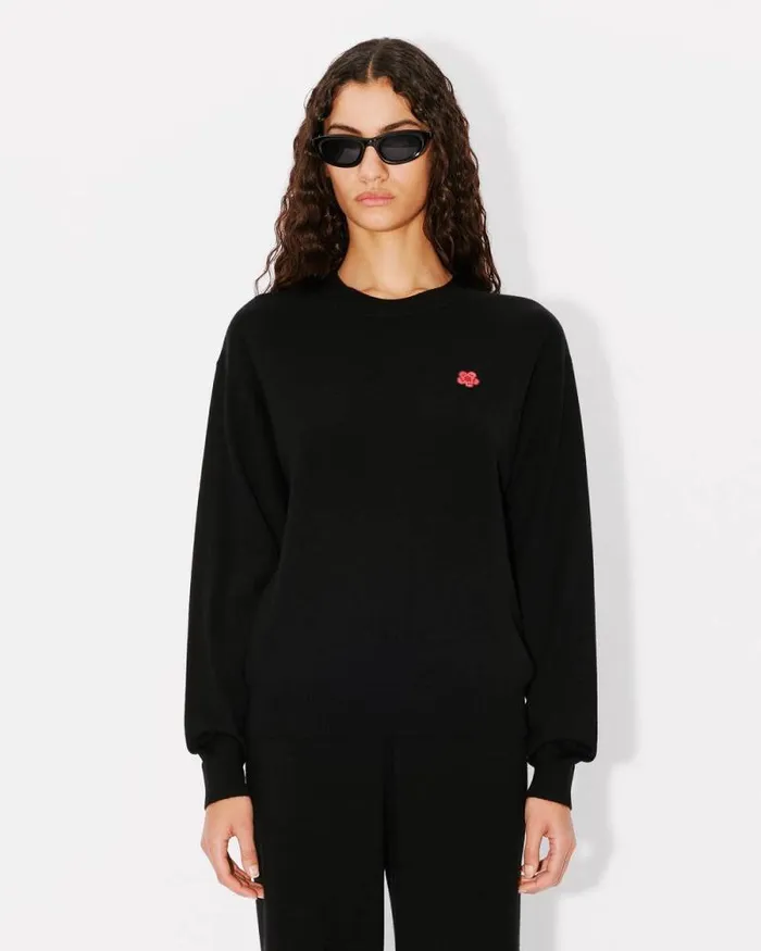 Women 039Boke Flower039 Embroidered Jumper In Wool Black Kenzo Sweaters And Cardigans