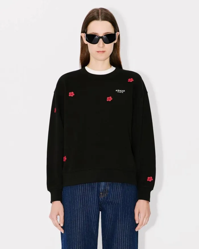 Women 039Boke Flower039 Embroidered Sweatshirt In Cotton Black Kenzo Sweatshirts And Hoodies