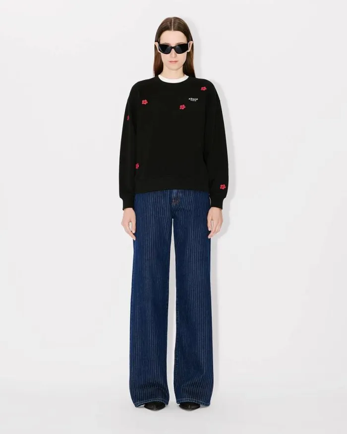 Women 039Boke Flower039 Embroidered Sweatshirt In Cotton Black Kenzo Sweatshirts And Hoodies