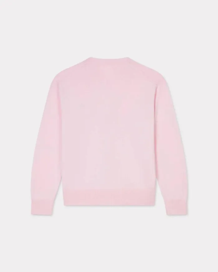 Women 039Boke Flower039 Embroidered Vneck Cardigan In Wool Faded Pink Kenzo Sweaters And Cardigans
