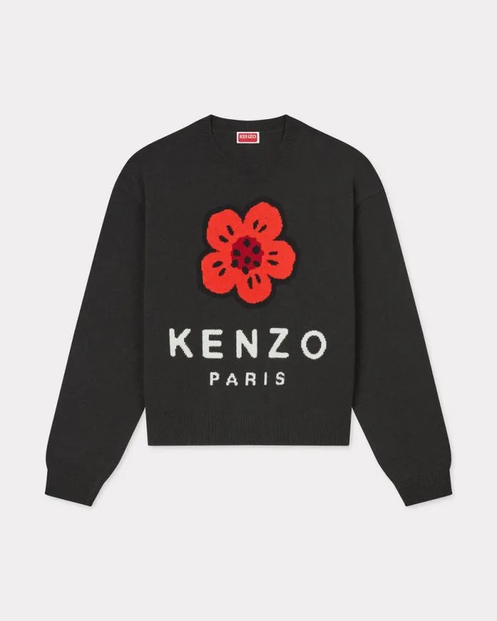 Women 039Boke Flower039 Jumper In Wool Black Kenzo Sweaters And Cardigans