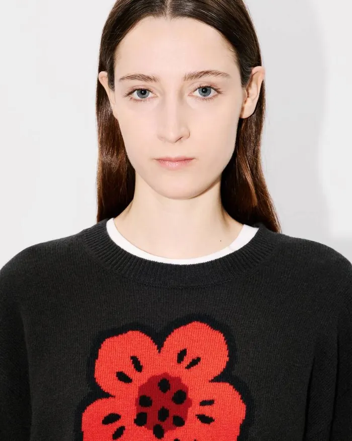 Women 039Boke Flower039 Jumper In Wool Black Kenzo Sweaters And Cardigans
