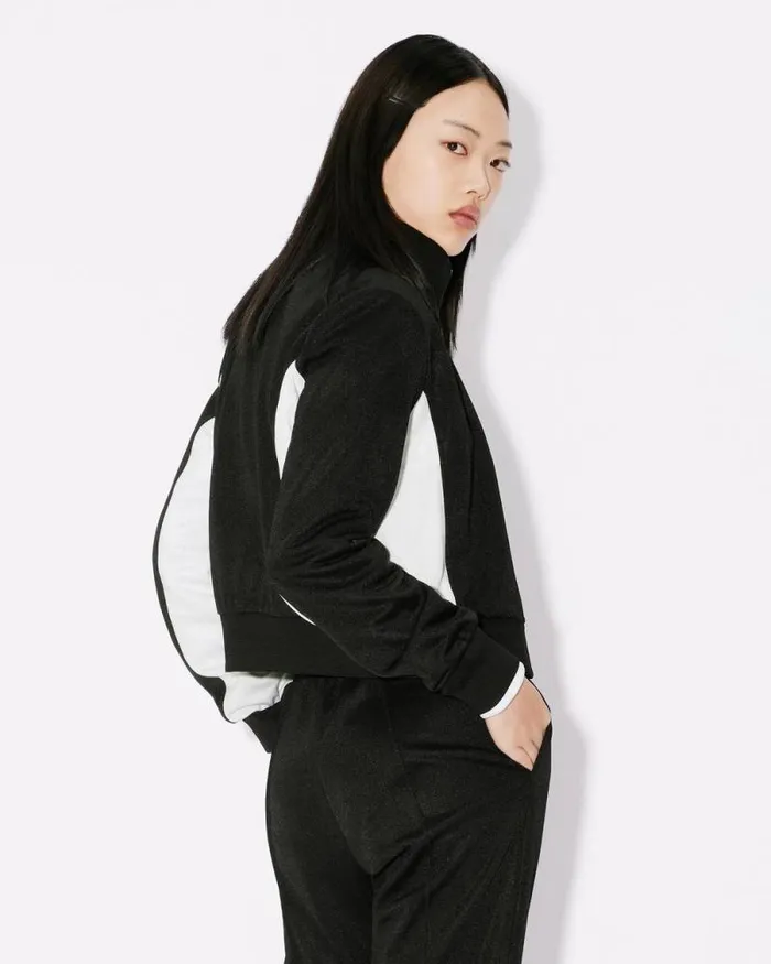 Women 039Boke Flower 20039 Embroidered Fitted Jacket Black Kenzo Sweatshirts And Hoodies