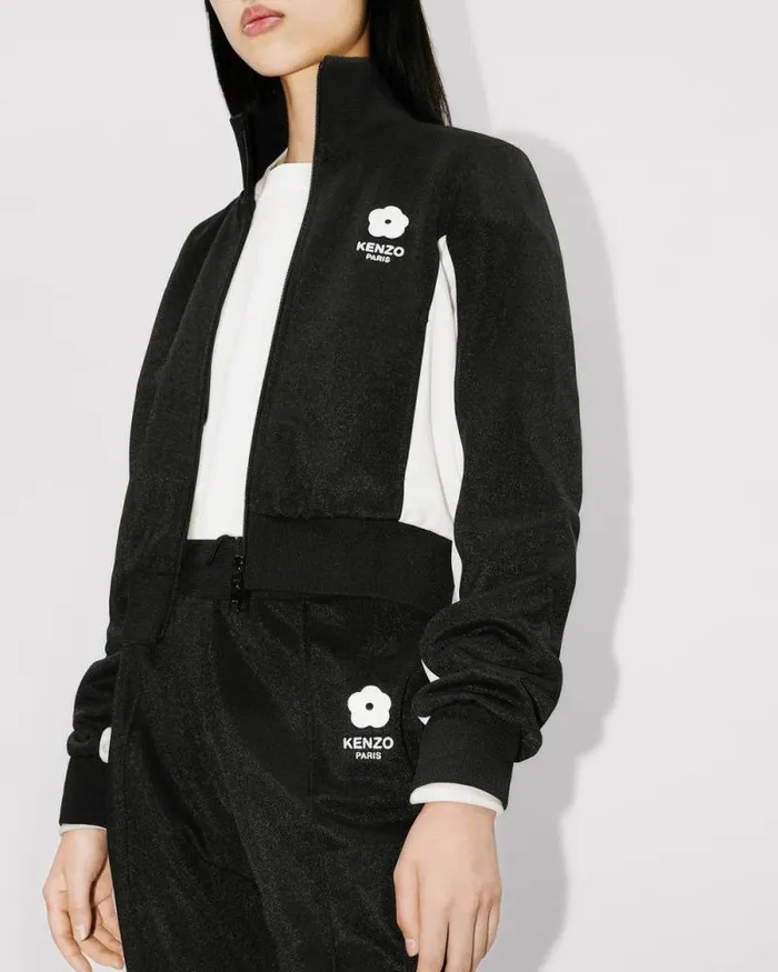 Women 039Boke Flower 20039 Embroidered Fitted Jacket Black Kenzo Sweatshirts And Hoodies