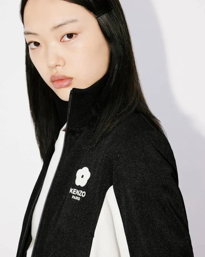 Women 039Boke Flower 20039 Embroidered Fitted Jacket Black Kenzo Sweatshirts And Hoodies
