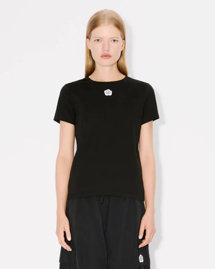 Women 039Boke Flower 20039 Embroidered Tshirt In Cotton Black Kenzo Tshirts And Polos