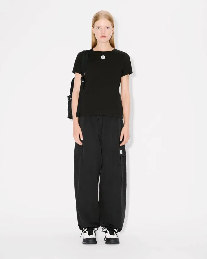 Women 039Boke Flower 20039 Embroidered Tshirt In Cotton Black Kenzo Tshirts And Polos