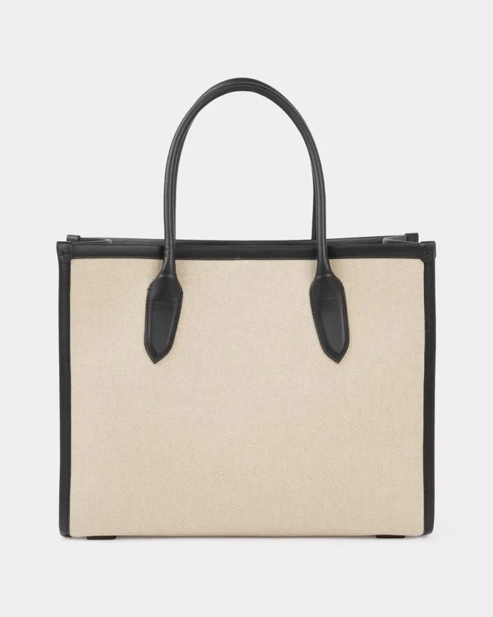 Women 039KENZO 18039 Large Tote Bag In Canvas And Leather Black Kenzo Bags