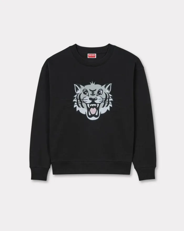Women 039KENZO Happy Tiger039 Embroidered Sweatshirt In Cotton Black Kenzo Sweatshirts And Hoodies Women 039KENZO Happy Tiger039 Embroidered Sweatshirt In Cotton Black Kenzo Sweatshirts And Hoodies