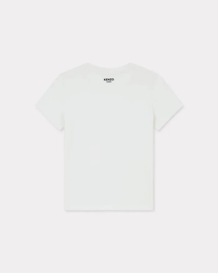 Women 039KENZO Pop039 Embroidered Cotton Tshirt Off White Kenzo Tshirts And Polos