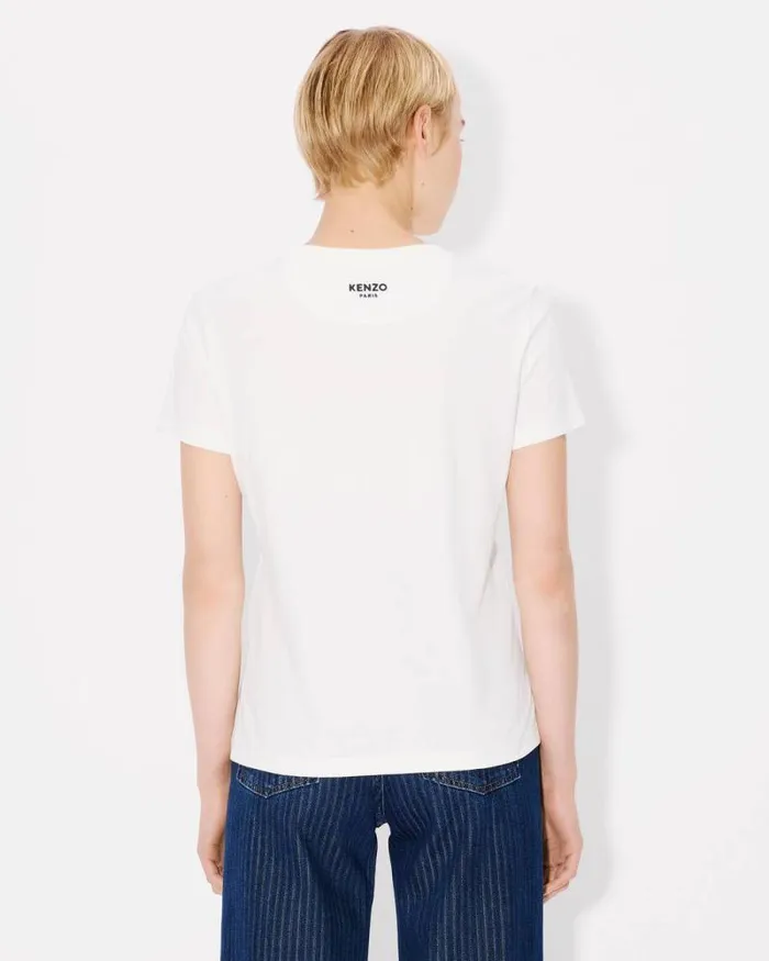 Women 039KENZO Pop039 Embroidered Cotton Tshirt Off White Kenzo Tshirts And Polos