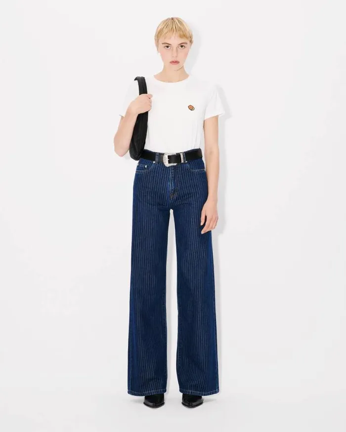 Women 039KENZO Pop039 Embroidered Cotton Tshirt Off White Kenzo Tshirts And Polos