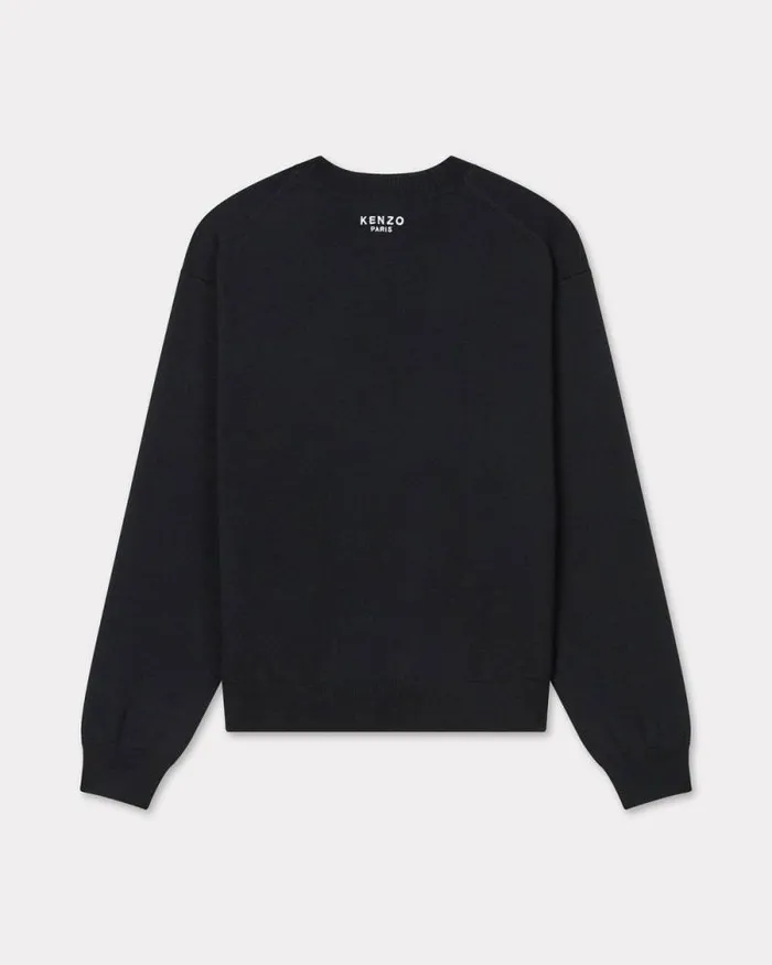 Women 039KENZO Pop039 Embroidered Jumper In Merino Wool Black Kenzo Sweaters And Cardigans