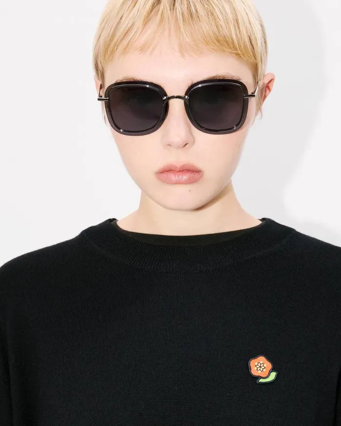 Women 039KENZO Pop039 Embroidered Jumper In Merino Wool Black Kenzo Sweaters And Cardigans
