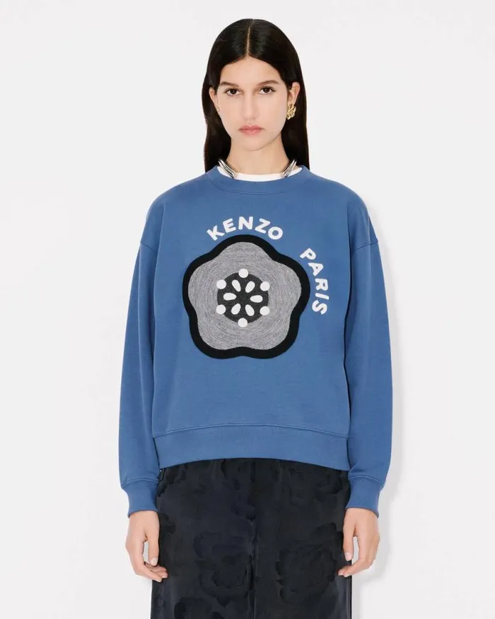 Women 039KENZO Pop039 Embroidered Sweatshirt In Cotton Blue Kenzo Sweatshirts And Hoodies