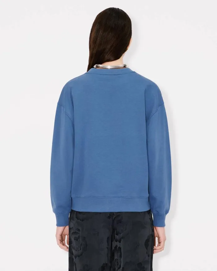 Women 039KENZO Pop039 Embroidered Sweatshirt In Cotton Blue Kenzo Sweatshirts And Hoodies