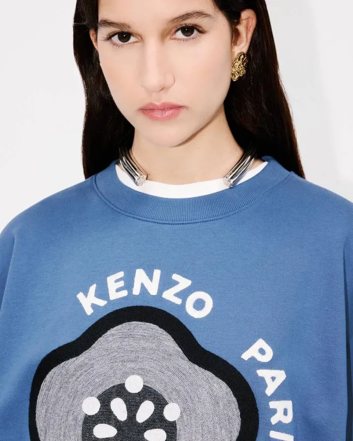 Women 039KENZO Pop039 Embroidered Sweatshirt In Cotton Blue Kenzo Sweatshirts And Hoodies
