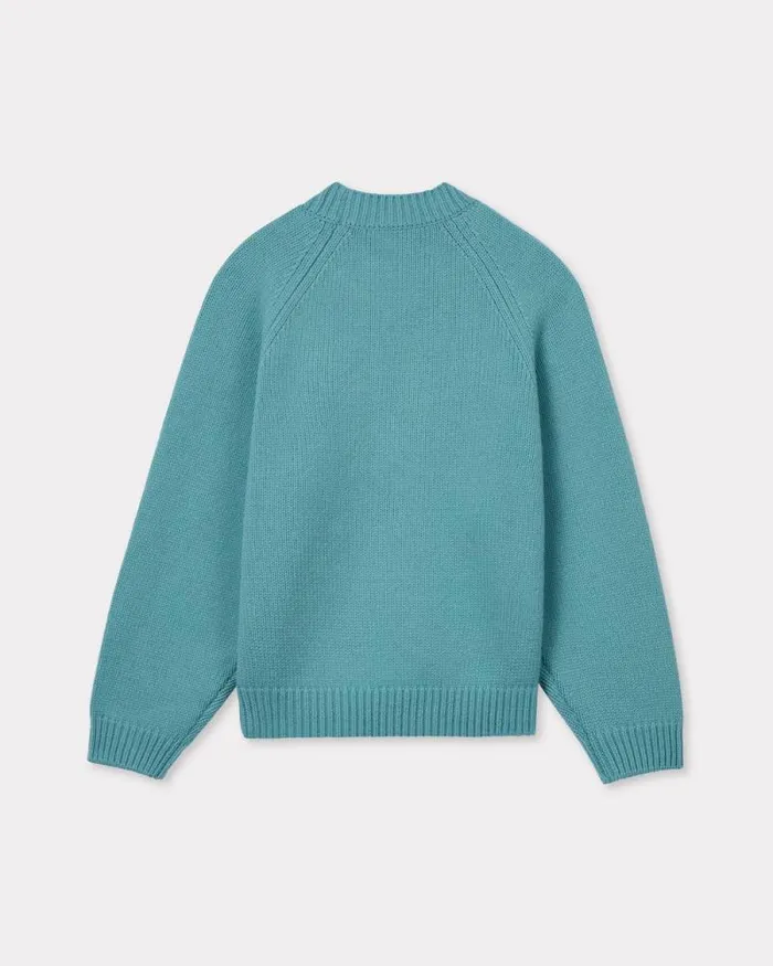 Women 039KENZO Pop039 Jumper In Wool And Cotton Aqua Kenzo Sweaters And Cardigans