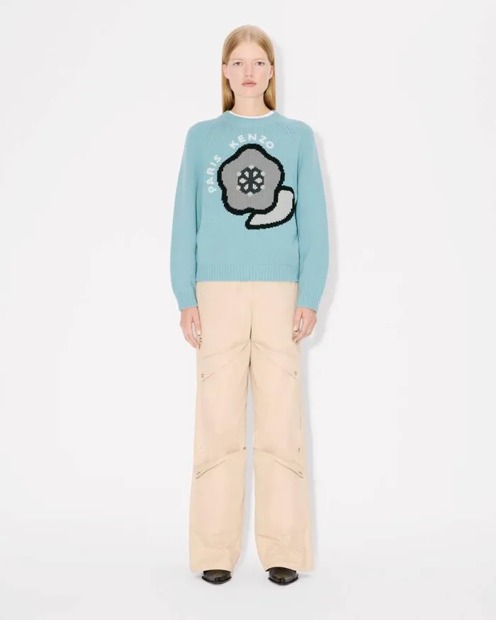 Women 039KENZO Pop039 Jumper In Wool And Cotton Aqua Kenzo Sweaters And Cardigans