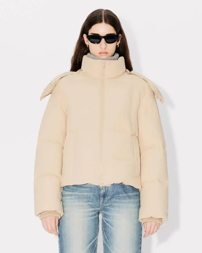 Women 039KENZO Weave039 Down Jacket Beige Kenzo Jackets And Coats