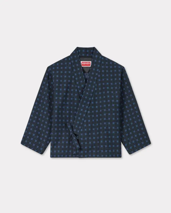 Women 039KENZO Weave039 Light Kimono Jacket Midnight Blue Kenzo Jackets And Coats