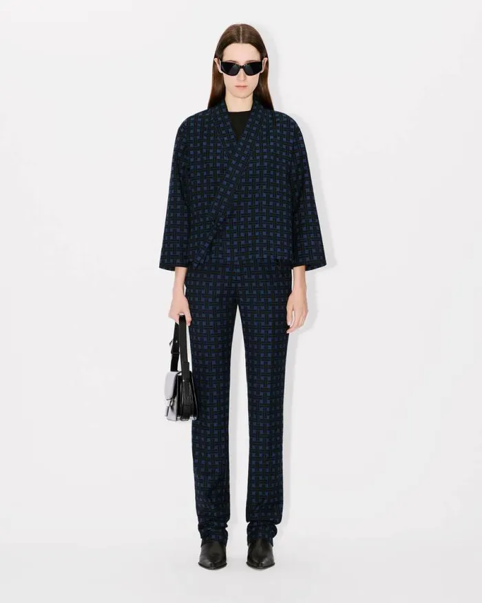 Women 039KENZO Weave039 Light Kimono Jacket Midnight Blue Kenzo Jackets And Coats