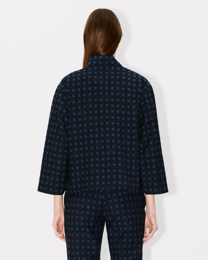 Women 039KENZO Weave039 Light Kimono Jacket Midnight Blue Kenzo Jackets And Coats